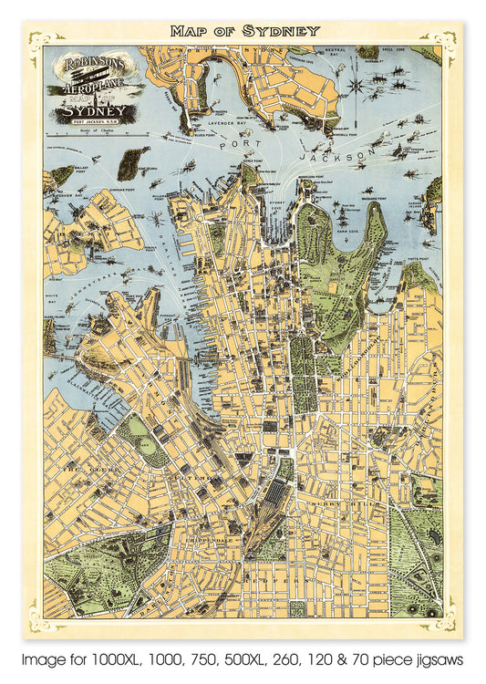 Robinson's Aeroplane Map of Sydney circa 1909