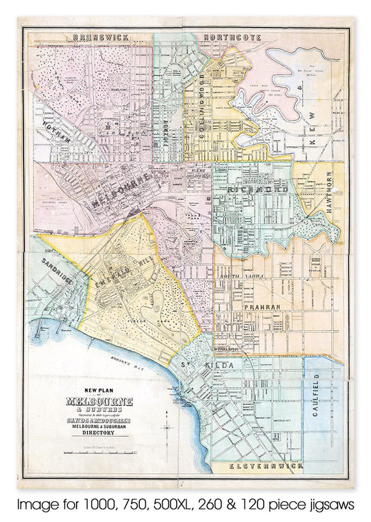 New Plan of Melbourne & Suburbs - 1874